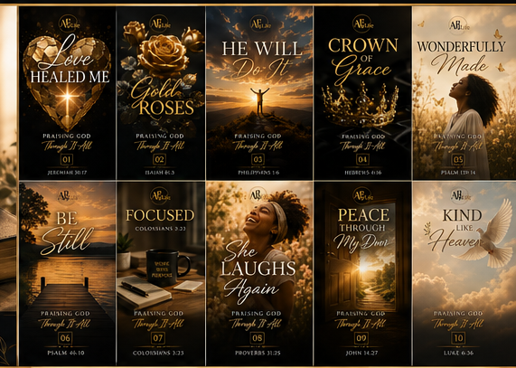 AB4Life song chart: ten cinematic song covers from Praising God Through It All with titles and scripture references